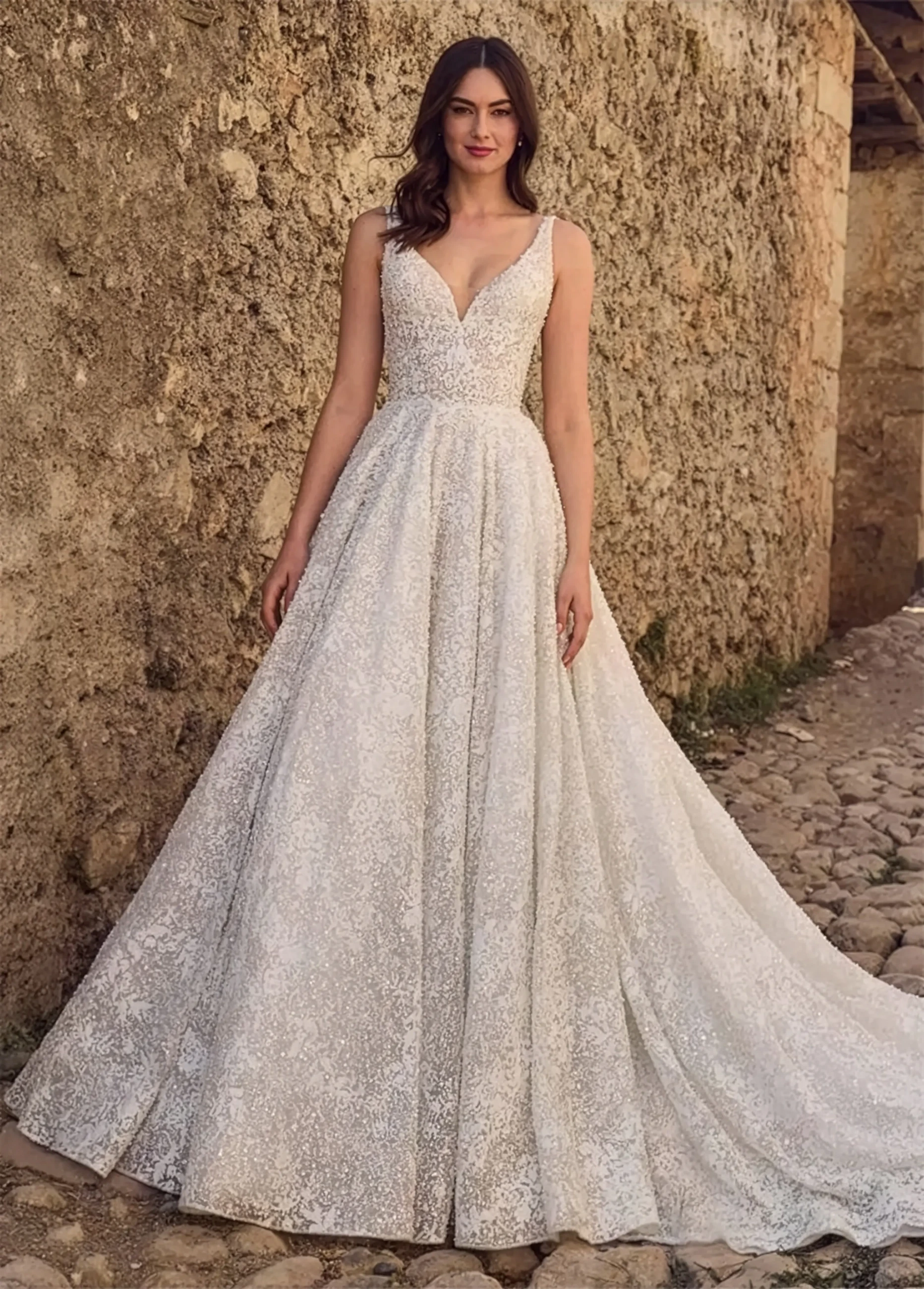 Model wearing a bridal gown.